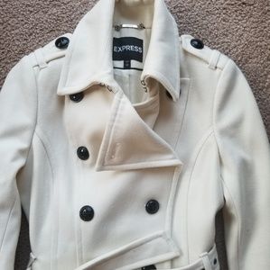 Express Wool Cream Belted Trench Coat